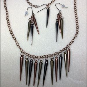 Tri-color Necklace Set with earrings